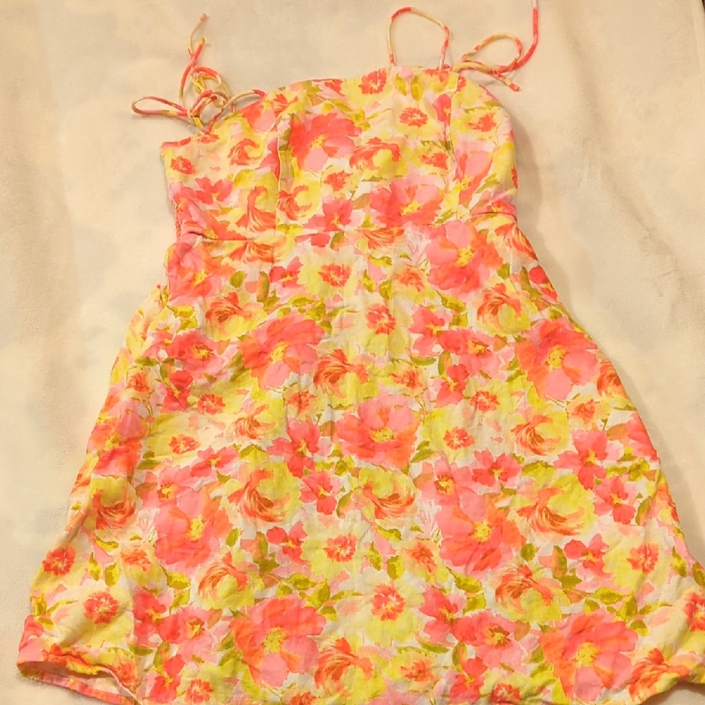 Yellow and Orange Sleeveless Spaghetti Strap Sundress